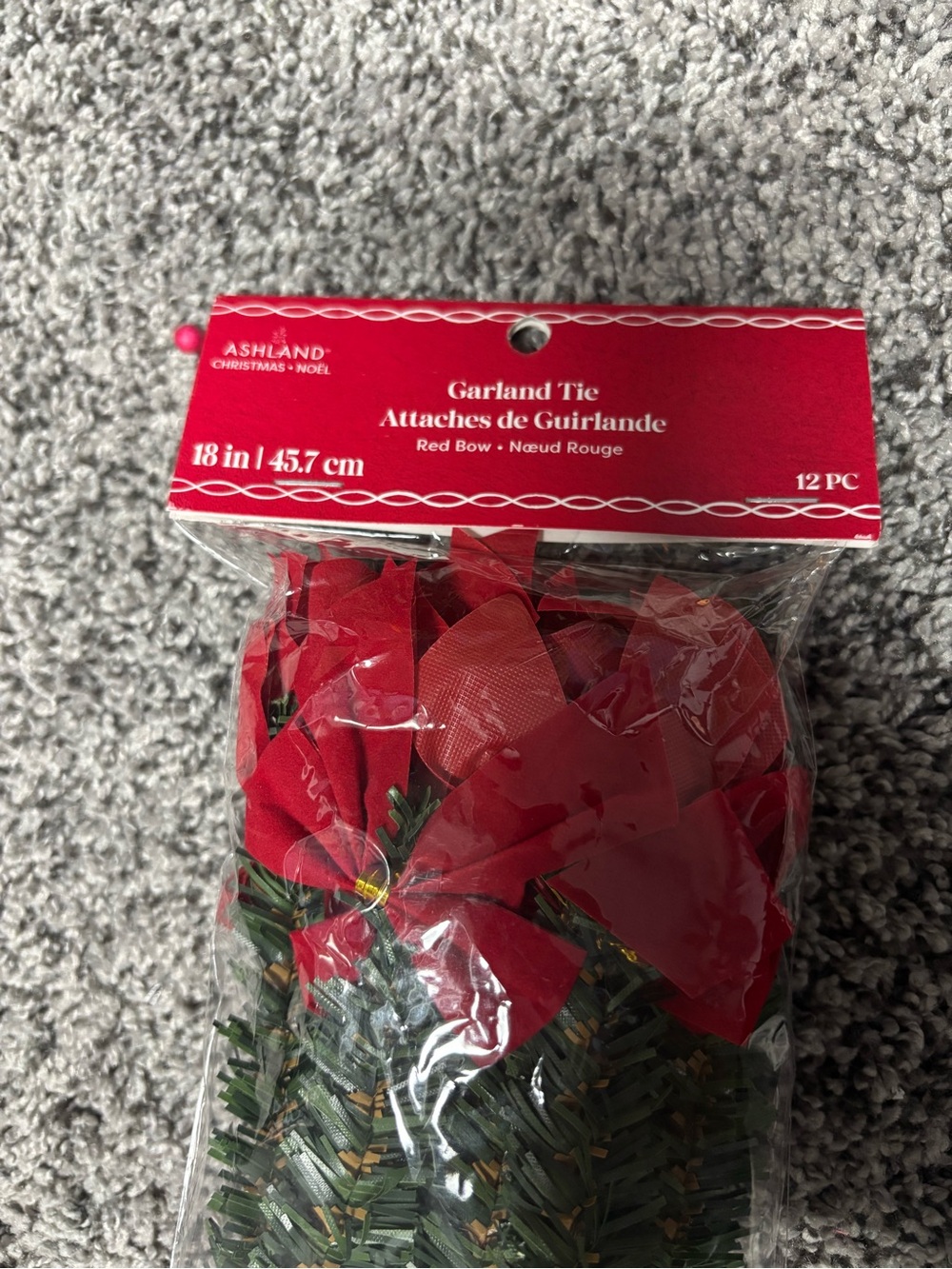 Ashland Red Holiday Garland Tie Bows